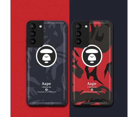 ブランド Galaxy S21ケース A Bathing Ape 革風 ストラップ付 個性