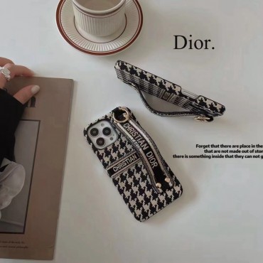 Dior アイファン14proケースブランド 千鳥格の柄 ディオール iPhone14promax/14plus携帯カバー 布ベルト付き iphone14/13pro maxスマホケース 落下防止 アップル13pro/13ケース 衝撃吸収 IPHONE12pro max/12proカバー 汚れにくい エレガント 女の子 メンズ